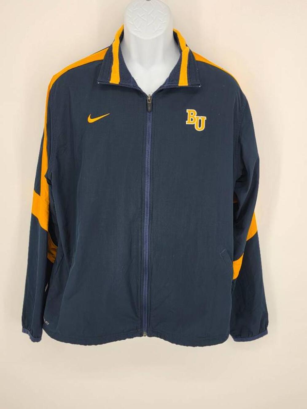 Nike Mens 2XL Baylor Bears Storm-Fit Full Zip Track Jacket Navy Gold Y2K